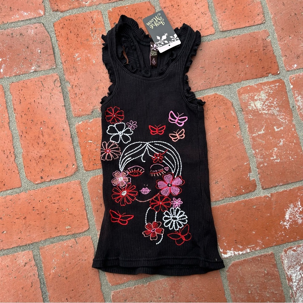 NWT Girls Embroidered & Bedazzled Tank Size 7/8